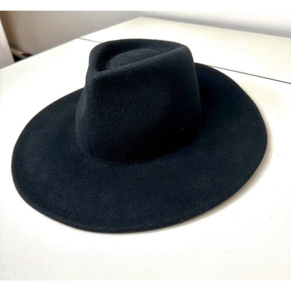 NWOT Sturdy Black Teardrop Round Wide Brim Wool Fedora Unisex - Picture 1 of 15